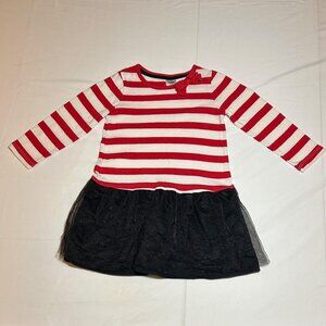 Gymboree Girls 2T Red White Striped Black Mesh Olivia the Pig Dress